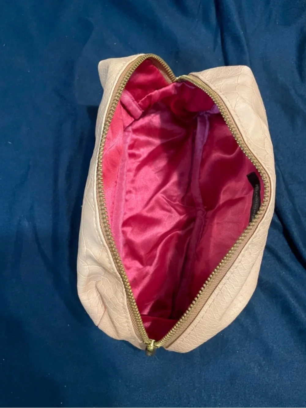 bareMinerals Blush Pink Snake-Embossed Cosmetic Makeup Bag